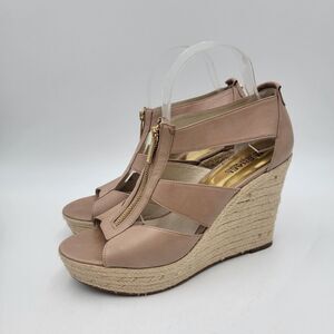 Michael Kors Zip Espadrille Cream Wedges Brown Size 9M Women’s shoes